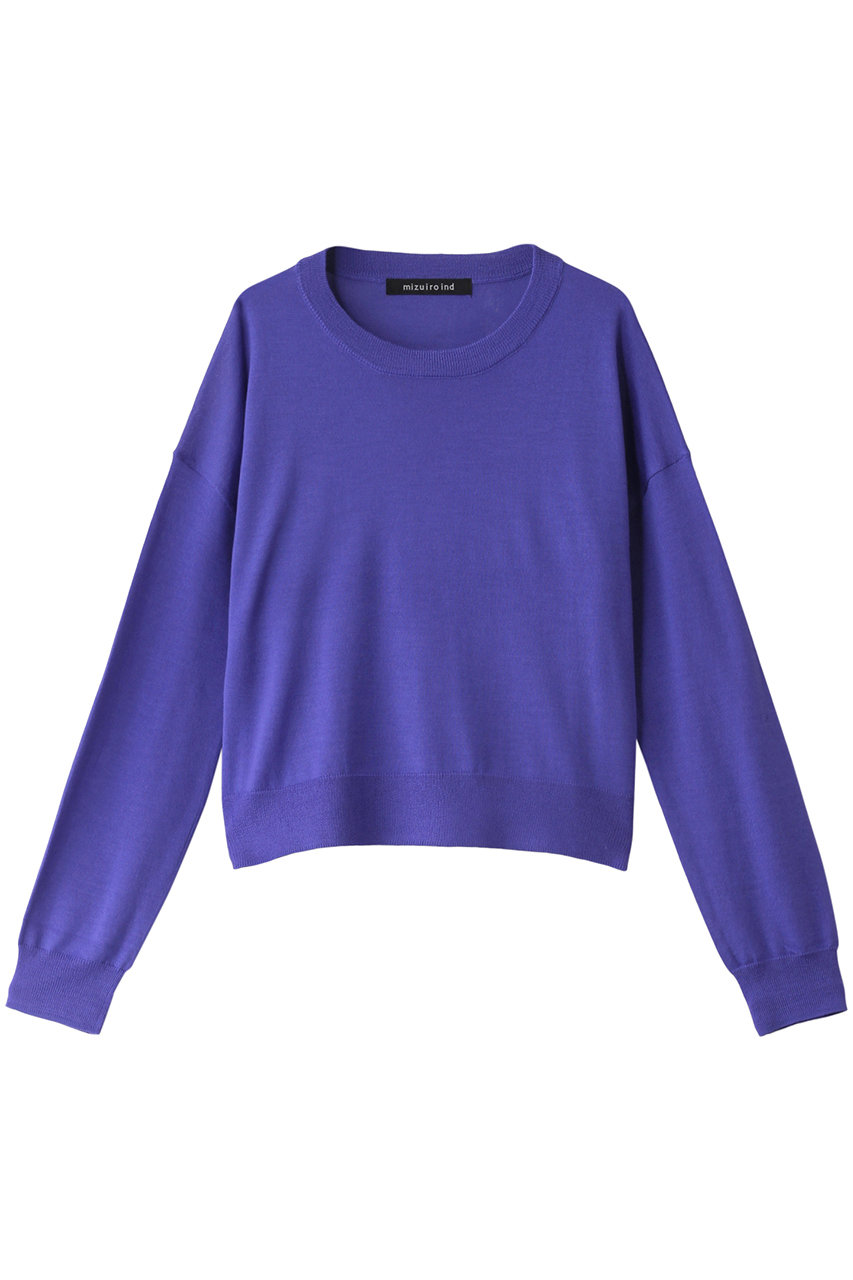 ミズイロインド/mizuiro indのhigh gauge crew neck P/O プルオーバー(blue/3-220057)