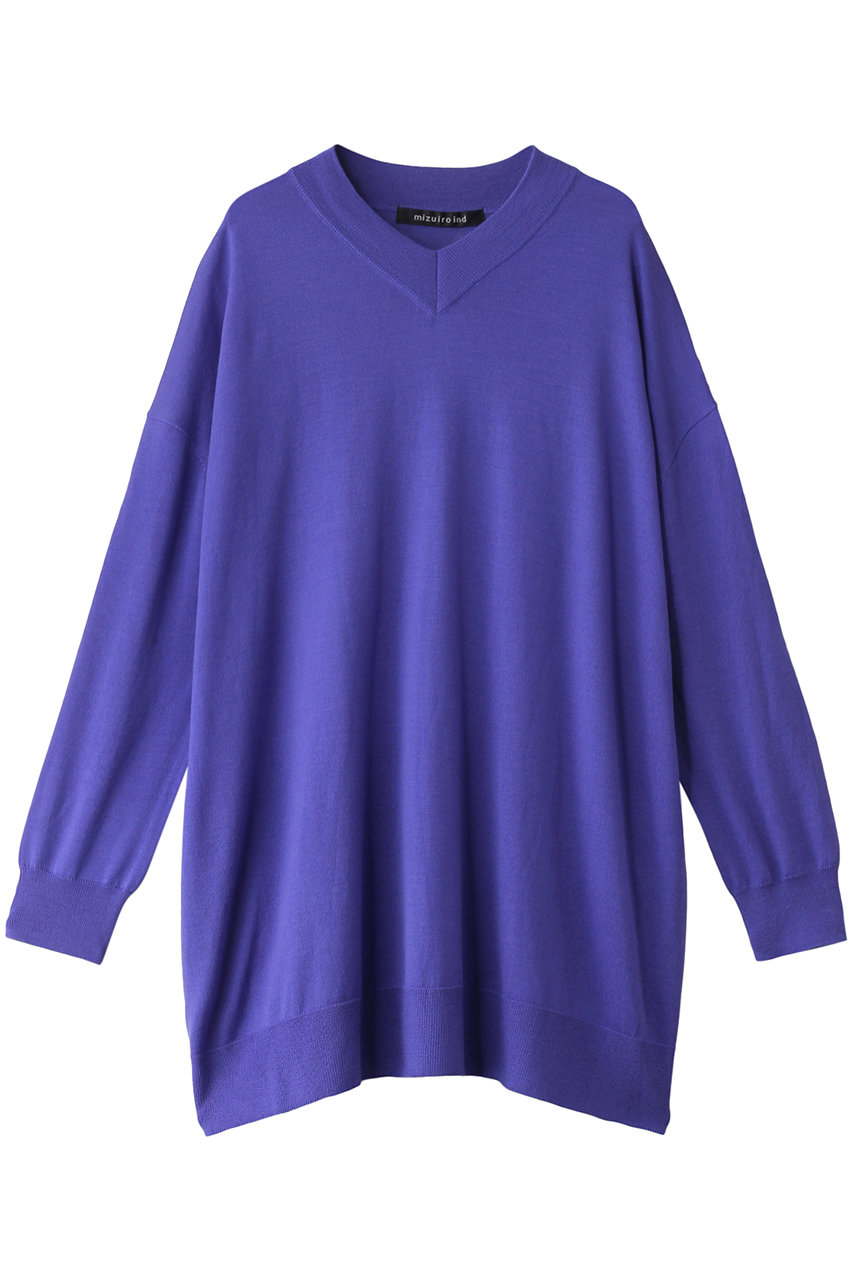 ミズイロインド/mizuiro indのhigh gauge V neck wide tunic チュニック(blue/3-220059)