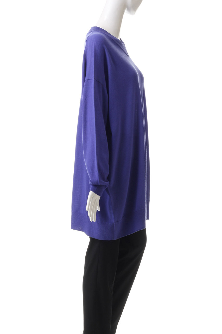 mizuiroind Vネックニットチュニック ネイビー フリーサイズ ゆったり mizuiro ind(ミズイロインド)｜high gauge V neck wide tunic