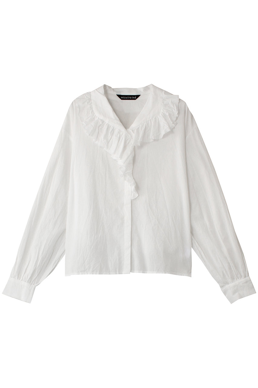 ミズイロインド/mizuiro indのfrill collar shirt シャツ(off white/4-230044)