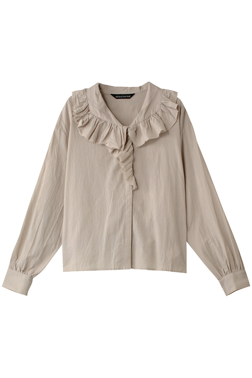 ミズイロインド/mizuiro indのfrill collar shirt シャツ(beige/4-230044)