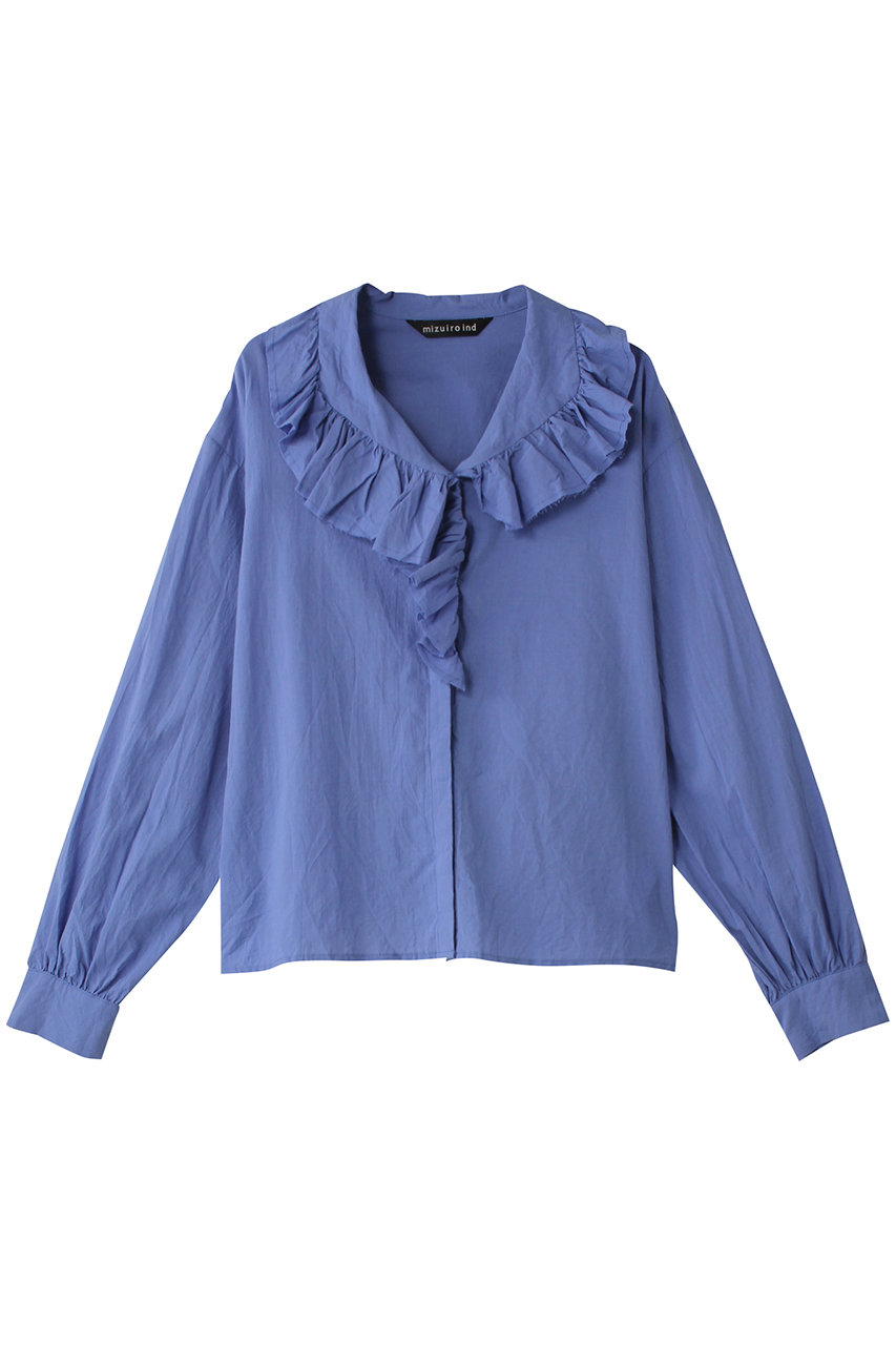 ミズイロインド/mizuiro indのfrill collar shirt シャツ(blue/4-230044)