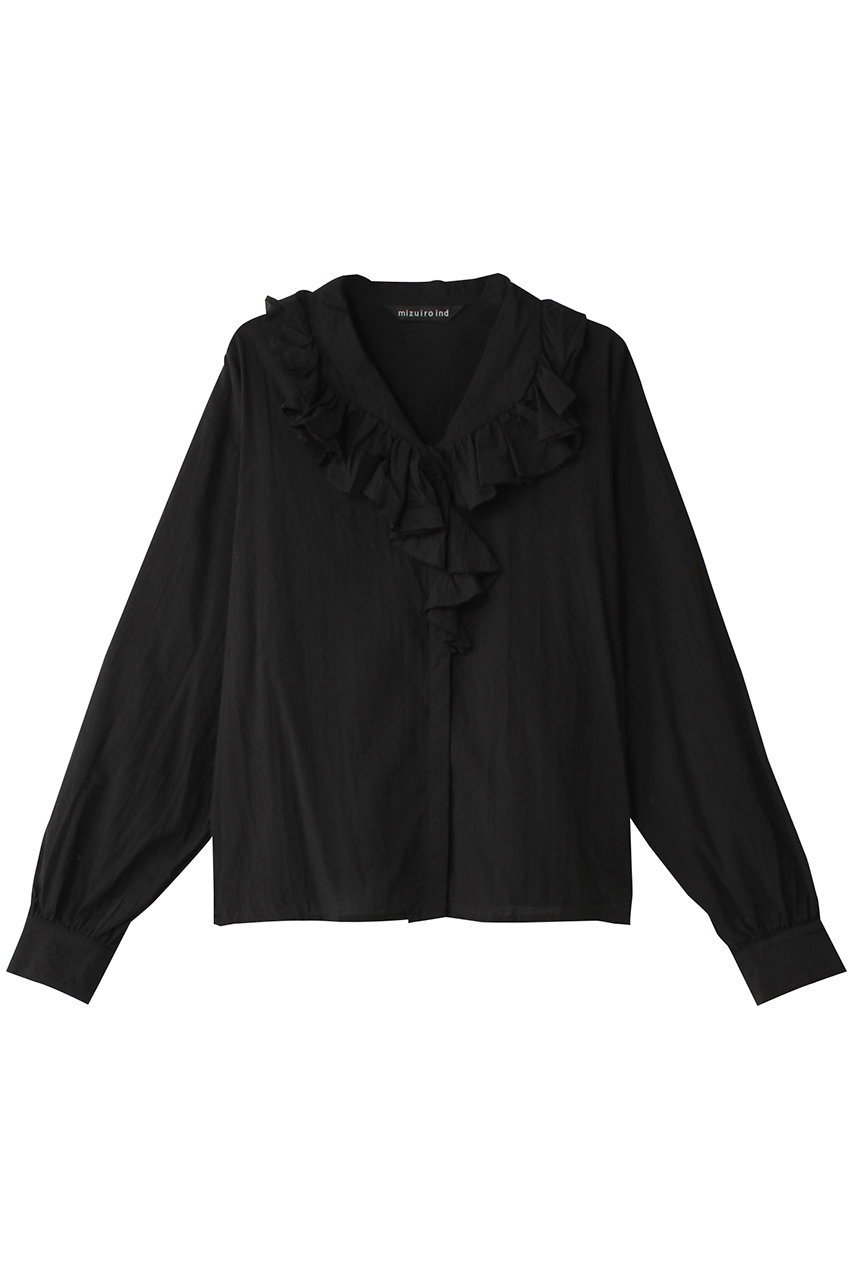 ミズイロインド/mizuiro indのfrill collar shirt シャツ(black/4-230044)