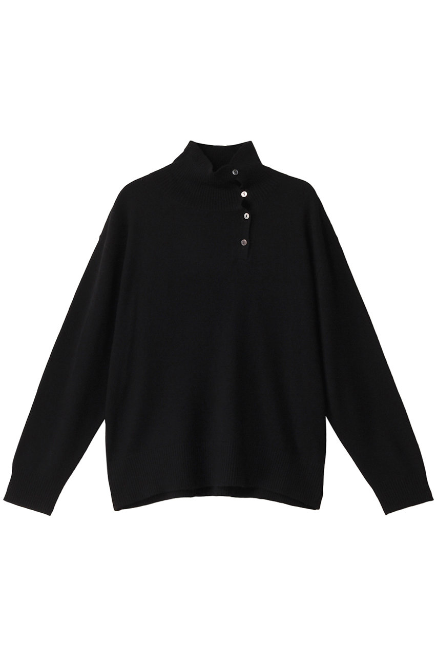 ミズイロインド/mizuiro indのhigh neck P/O with button プルオーバー(black/4-220075)