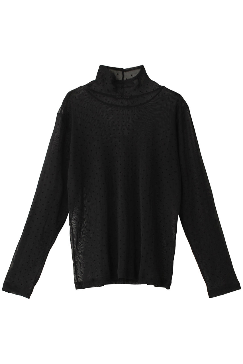 ミズイロインド/mizuiro indのmesh dots high neck P/O プルオーバー(black/4-210021)