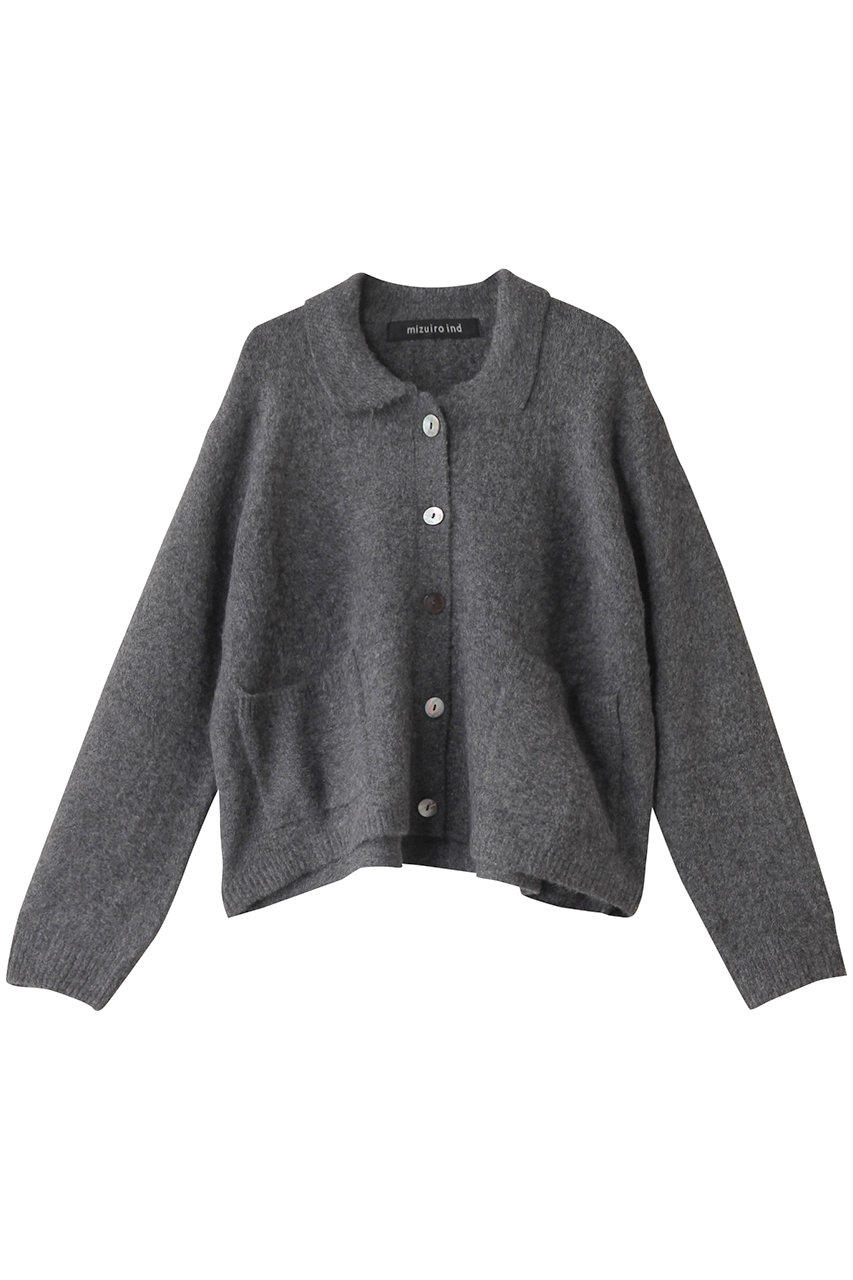 ミズイロインド/mizuiro indのshort C/D  with collar カーディガン(gray/4-220077)