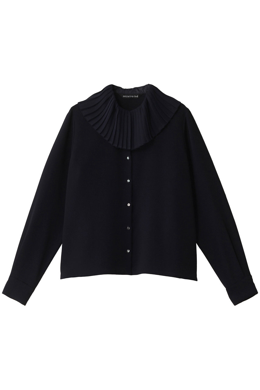 ミズイロインド/mizuiro indのpleats collar shirt シャツ(navy/4-230038)