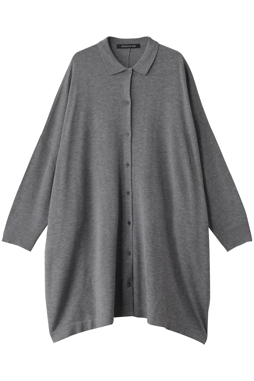 ミズイロインド/mizuiro indのlong C/D with collar カーディガン(gray/4-220071)