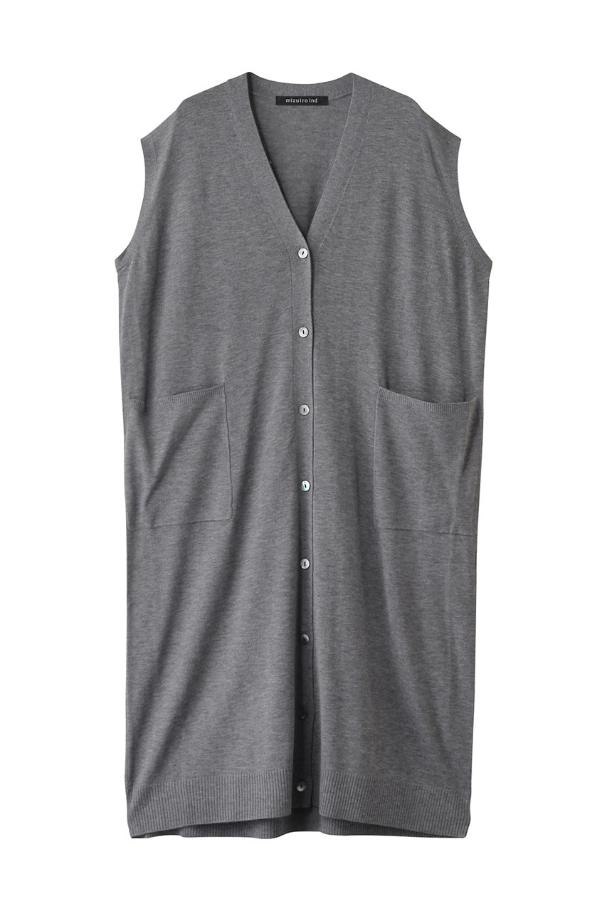 ミズイロインド/mizuiro indのV neck long vest ベスト(gray/4-220074)