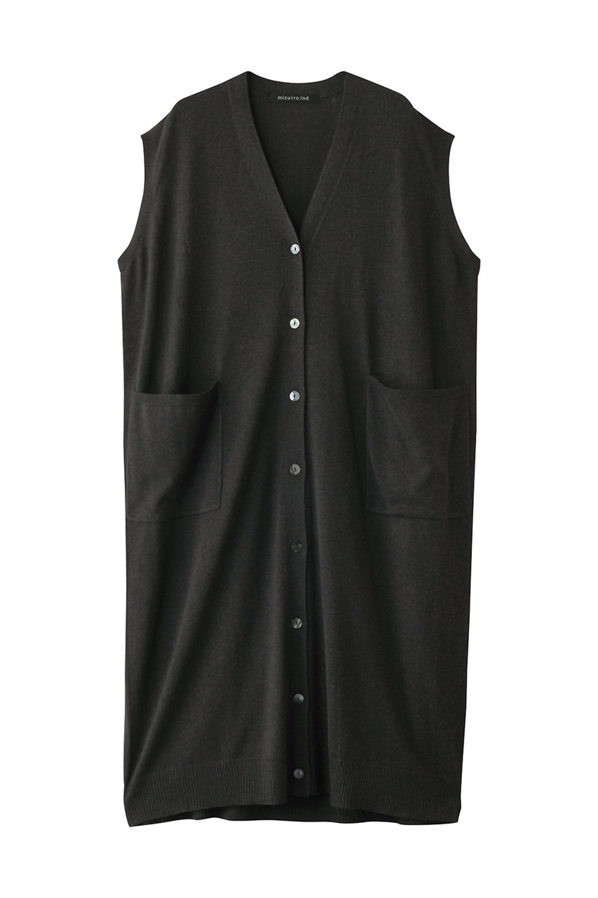 ミズイロインド/mizuiro indのV neck long vest ベスト(c.gray/4-220074)