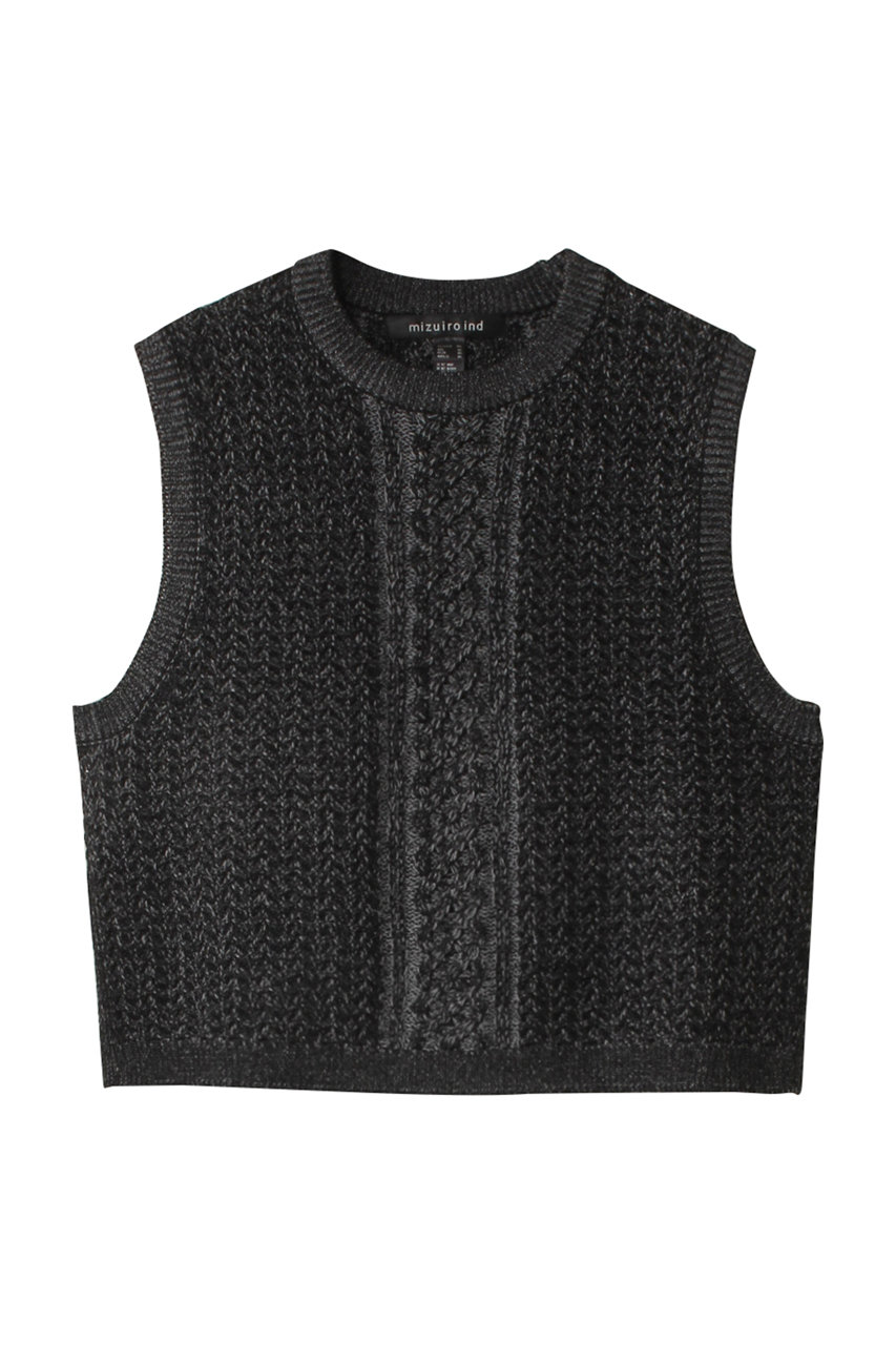 ミズイロインド/mizuiro indのmetallic yarn cable vest ベスト(gray/4-220064)