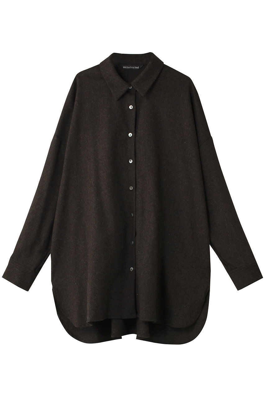 ミズイロインド/mizuiro indのwide shirt tunic チュニック(brown/4-230035)