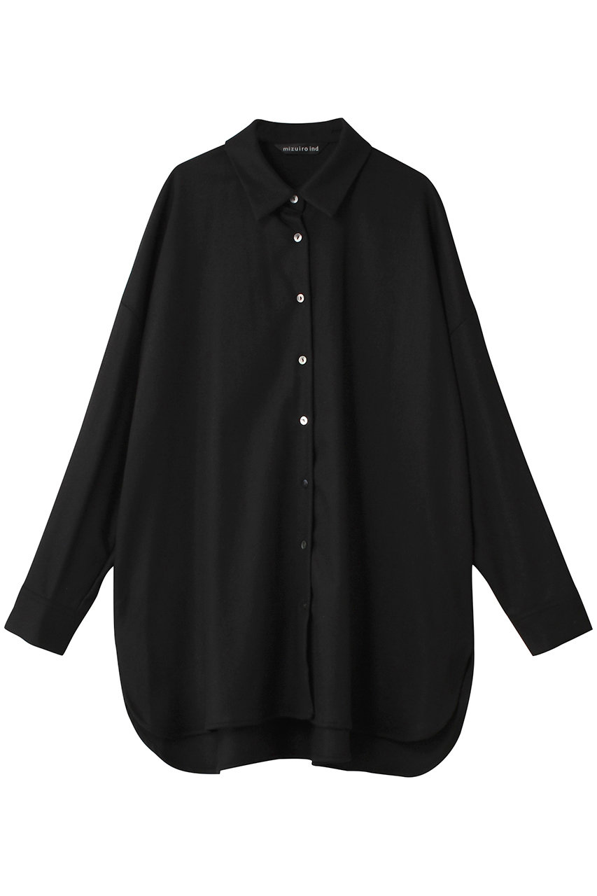 ミズイロインド/mizuiro indのwide shirt tunic チュニック(blackC/4-230035)