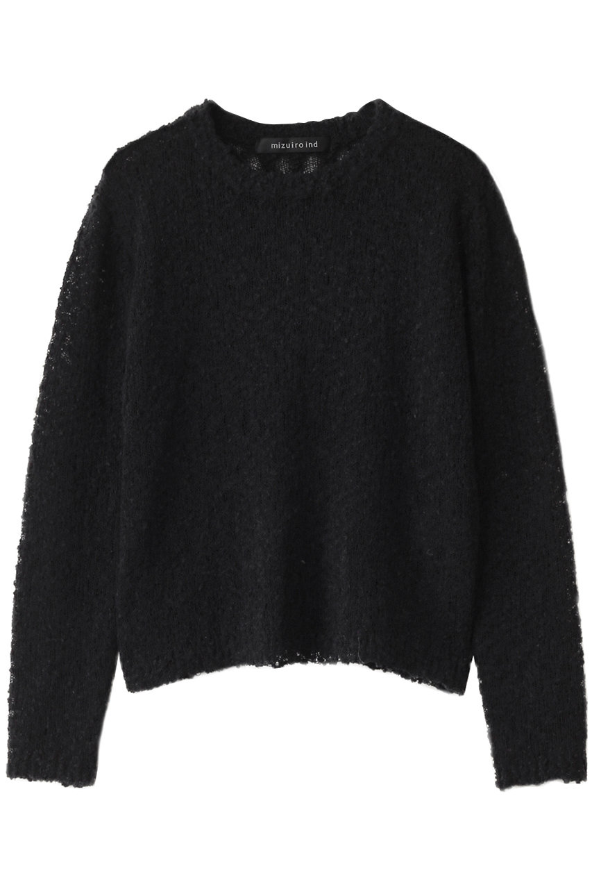 ミズイロインド/mizuiro indのslub yarn crew neck P/O プルオーバー(black/4-220056)