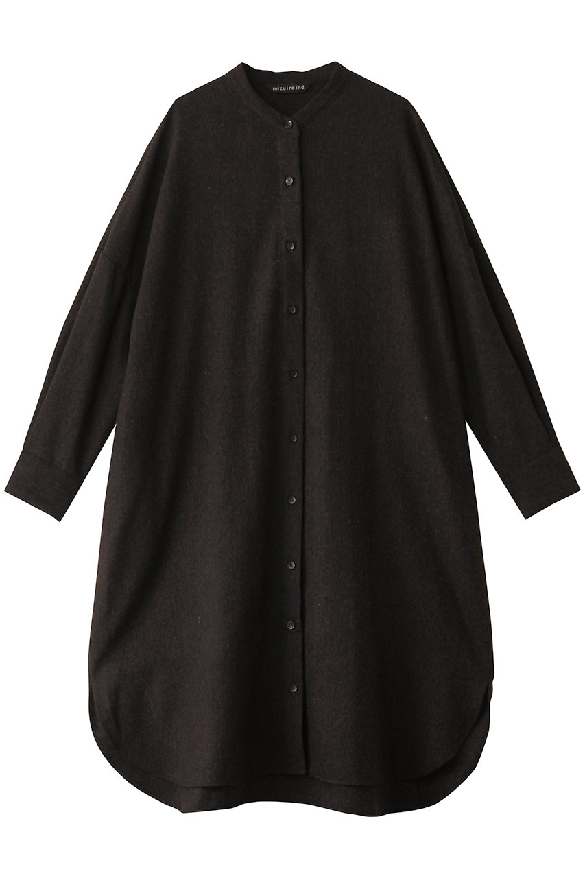 ミズイロインド/mizuiro indのstand collar shirt OP ワンピース(brown/4-250040)