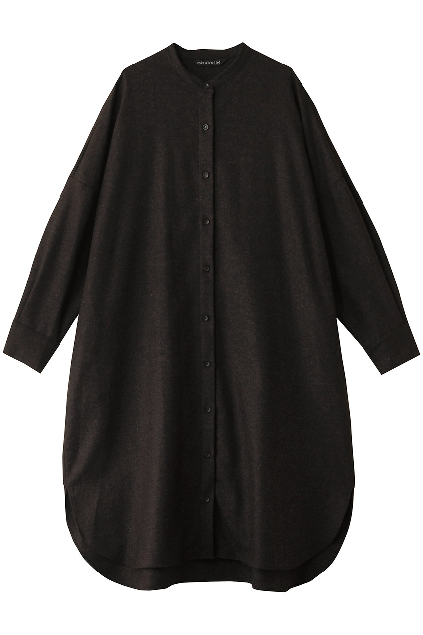 mizuiro ind stand collar shirt OP ワンピース (brownA, F) ミズイロインド ELLE SHOP mizuiro ind stand collar shirt OP ワンピース (brownA, F) ミズイロインド ELLE SHOP