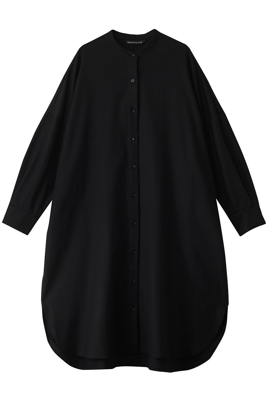 ミズイロインド/mizuiro indのstand collar shirt OP ワンピース(blackA/4-250040)