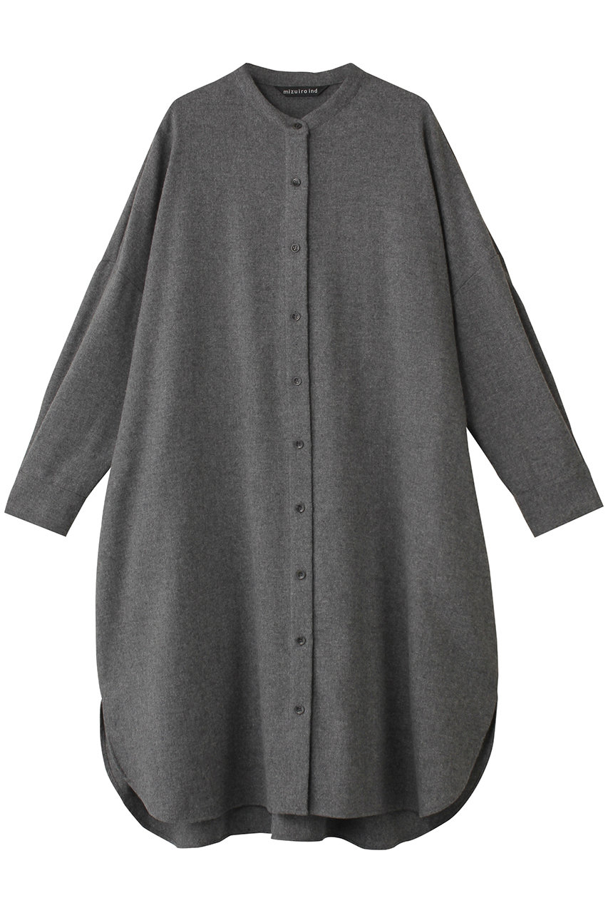 ミズイロインド/mizuiro indのstand collar shirt OP ワンピース(gray/4-250040)