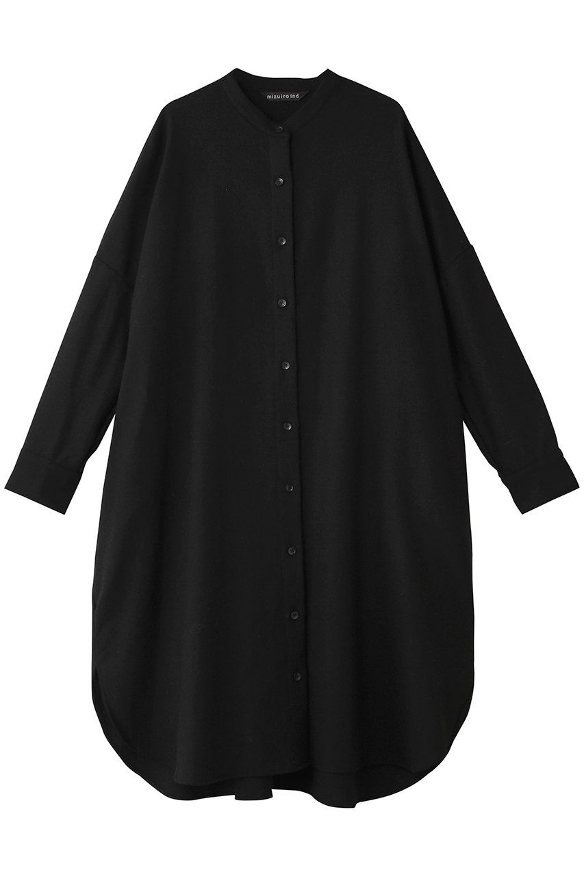 ミズイロインド/mizuiro indのstand collar shirt OP ワンピース(black/4-250040)