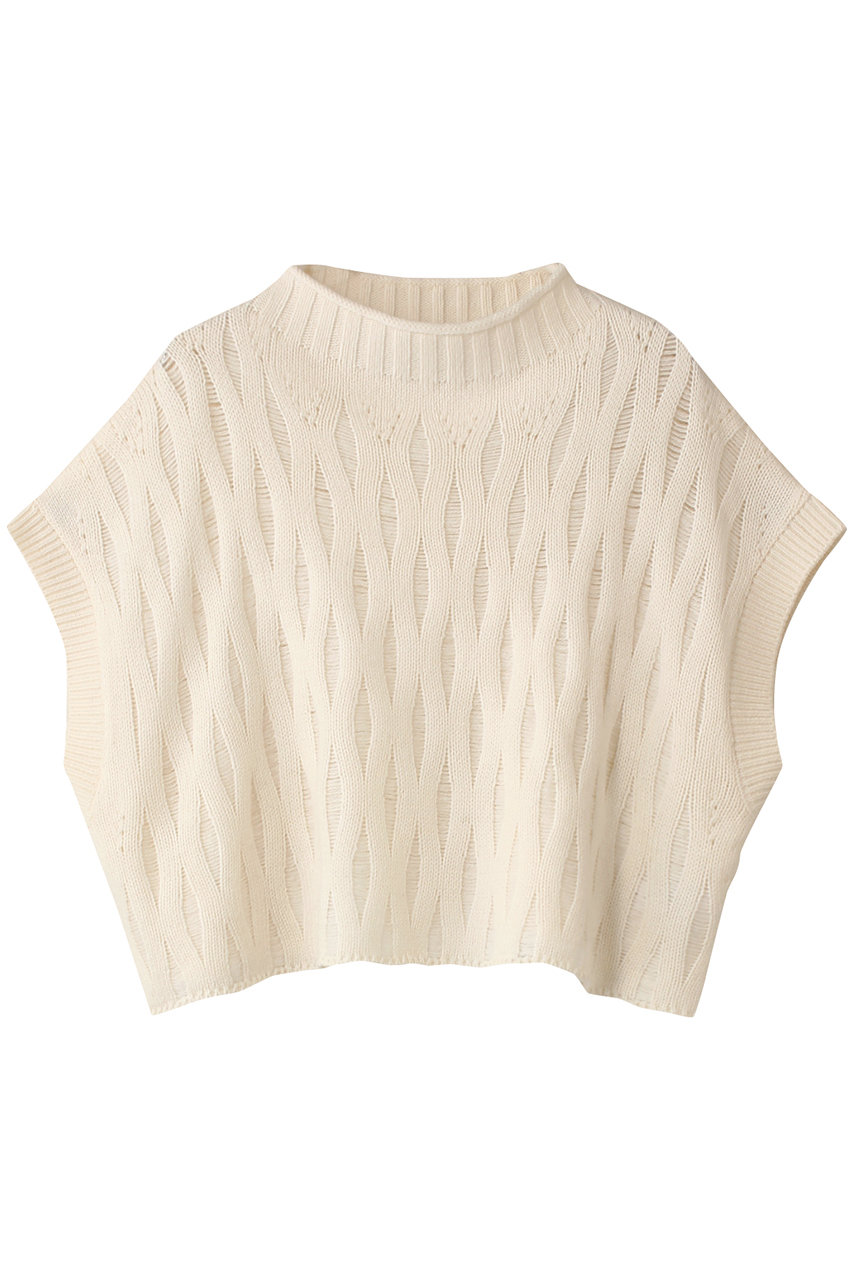 ミズイロインド/mizuiro indのpattern knitting  short vest ベスト(off white/4-220060)