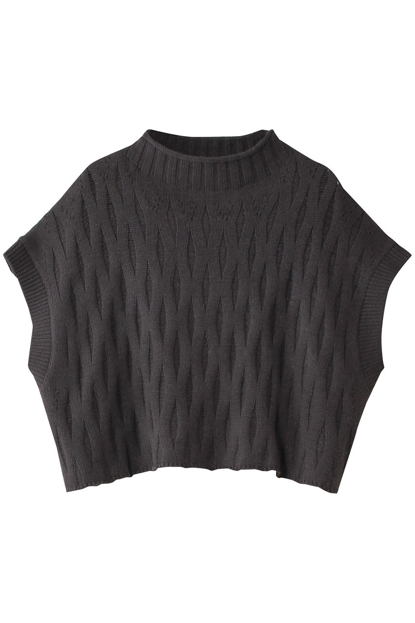 ミズイロインド/mizuiro indのpattern knitting  short vest ベスト(gray/4-220060)