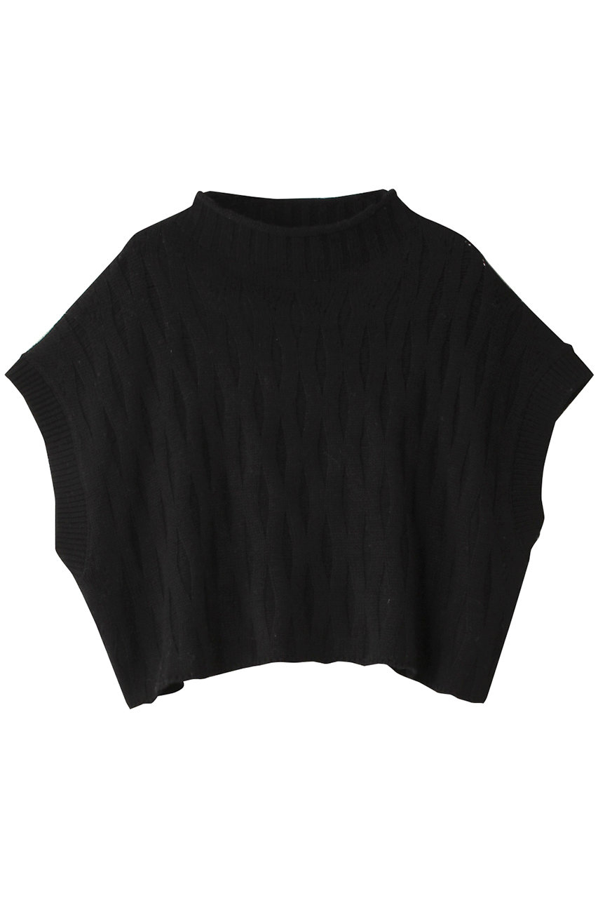 ミズイロインド/mizuiro indのpattern knitting  short vest ベスト(black/4-220060)