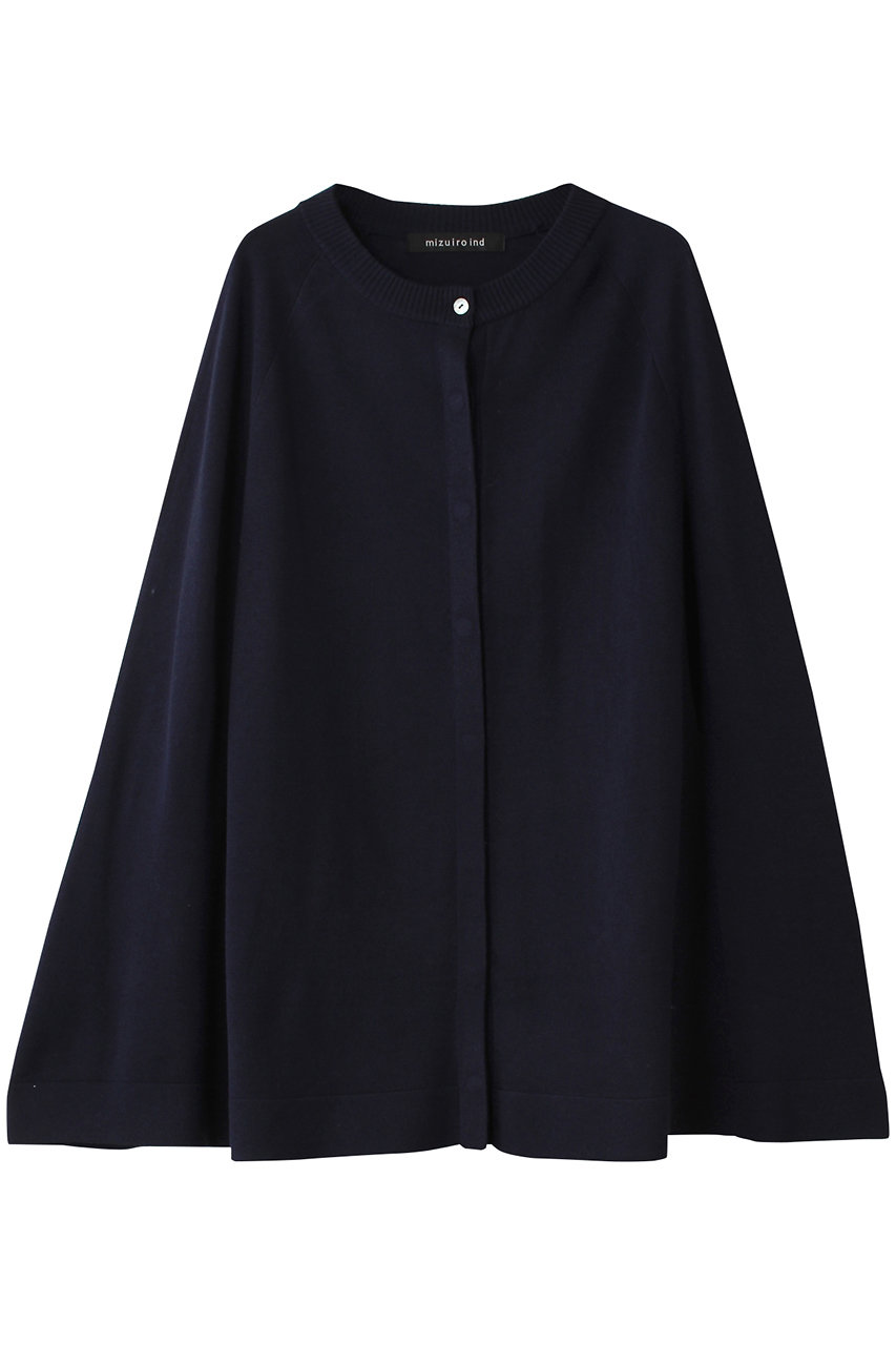 ミズイロインド/mizuiro indのhigh gauge cape tunic C/D カーディガン(navy/4-220070)