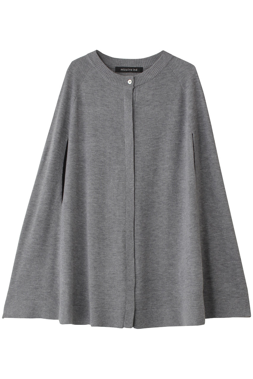 ミズイロインド/mizuiro indのhigh gauge cape tunic C/D カーディガン(gray/4-220070)