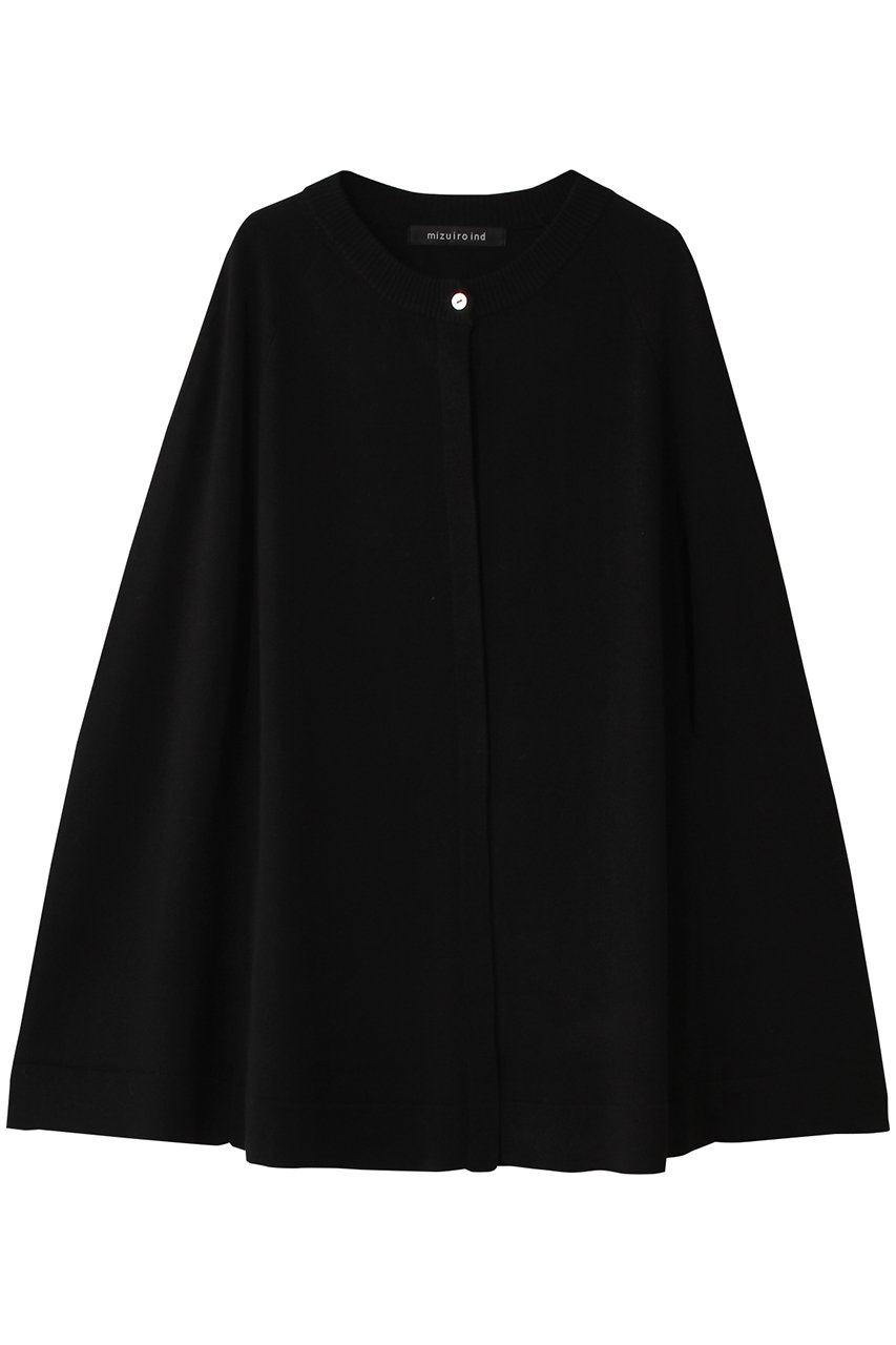 ミズイロインド/mizuiro indのhigh gauge cape tunic C/D カーディガン(black/4-220070)