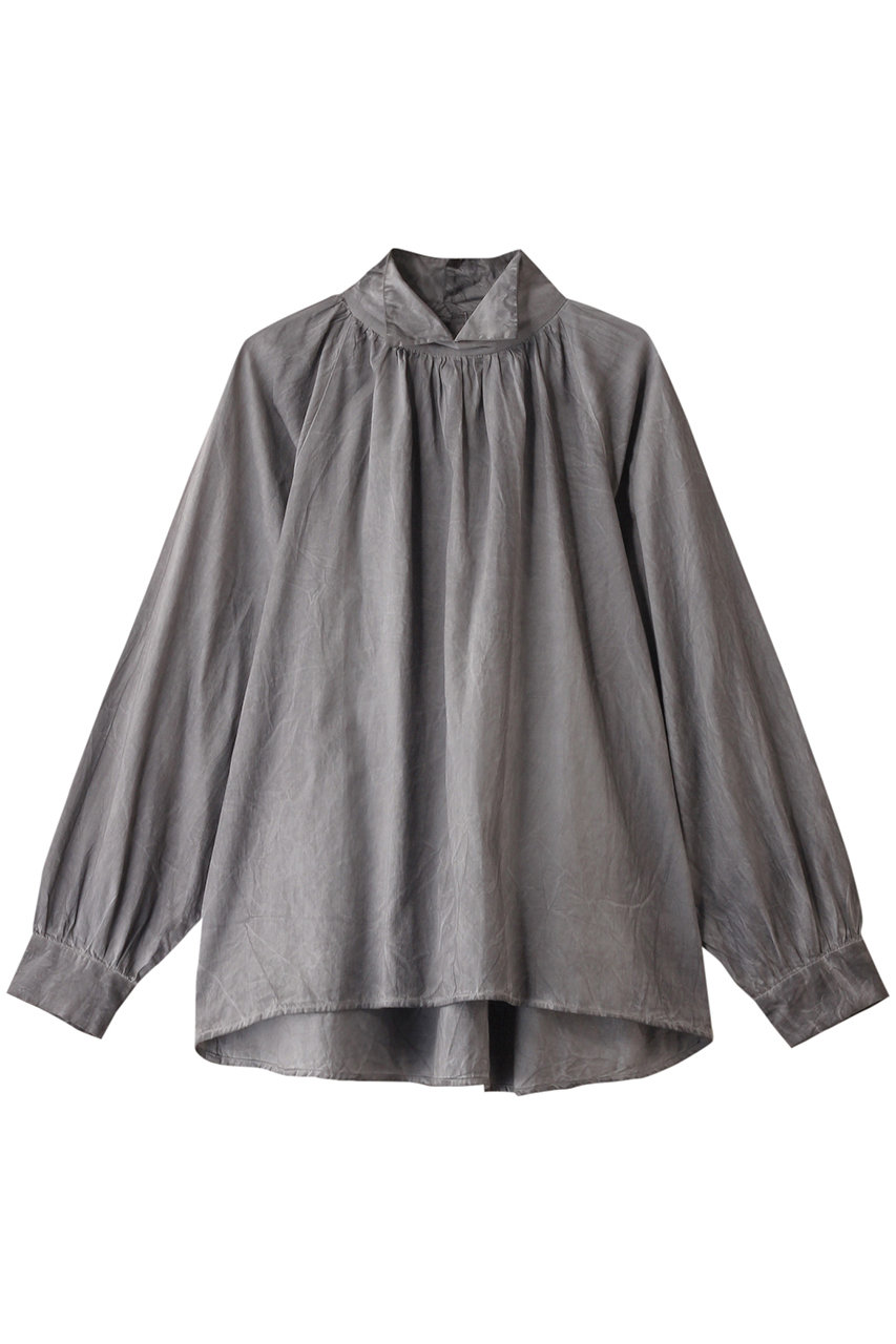 ミズイロインド/mizuiro indのpigment dyed gather neck P/O プルオーバー(gray/4-230037)