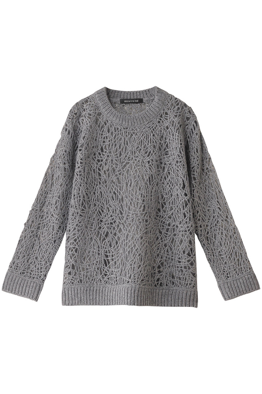 ミズイロインド/mizuiro indのwave yarn crew neck P/O プルオーバー(gray/4-220059)