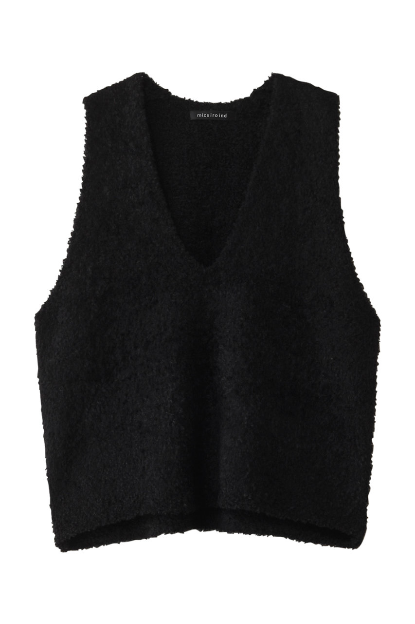 ミズイロインド/mizuiro indのhairy yarn wide vest ベスト(black/3-220061A)