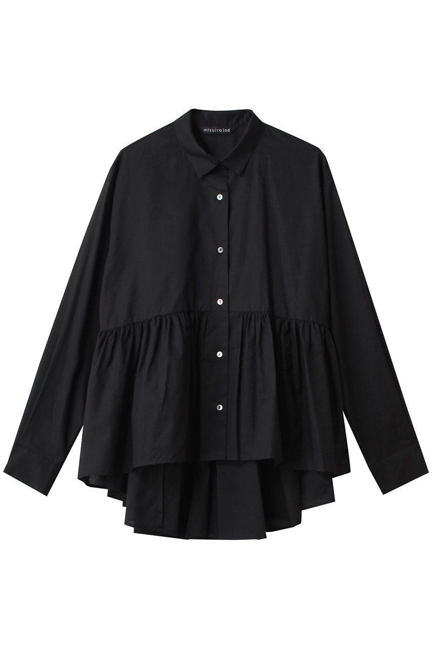 mizuiro ind waist gather shirt シャツ (black, F) ミズイロインド ELLE SHOP mizuiro ind waist gather shirt シャツ (black, F) ミズイロインド ELLE SHOP