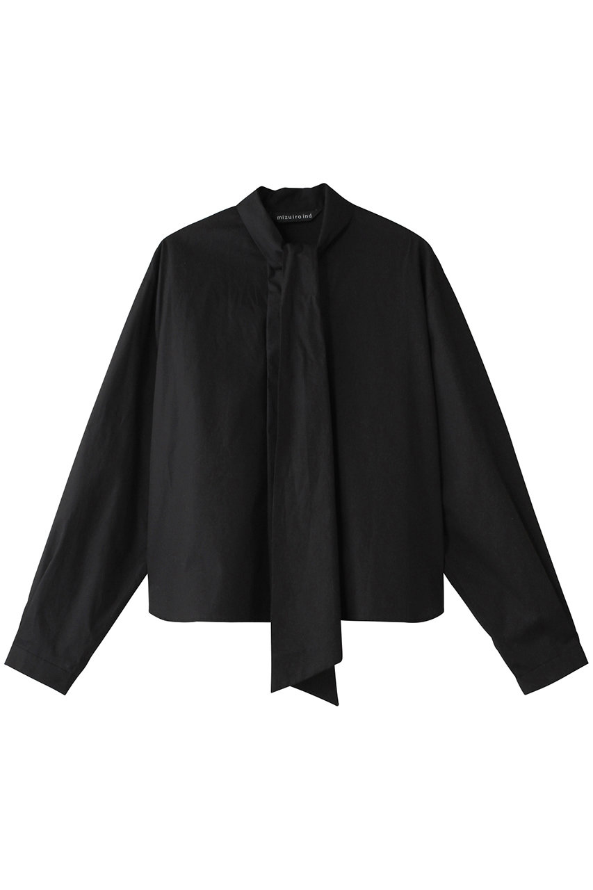 ミズイロインド/mizuiro indのlong tie collar shirt シャツ(black/4-230051)