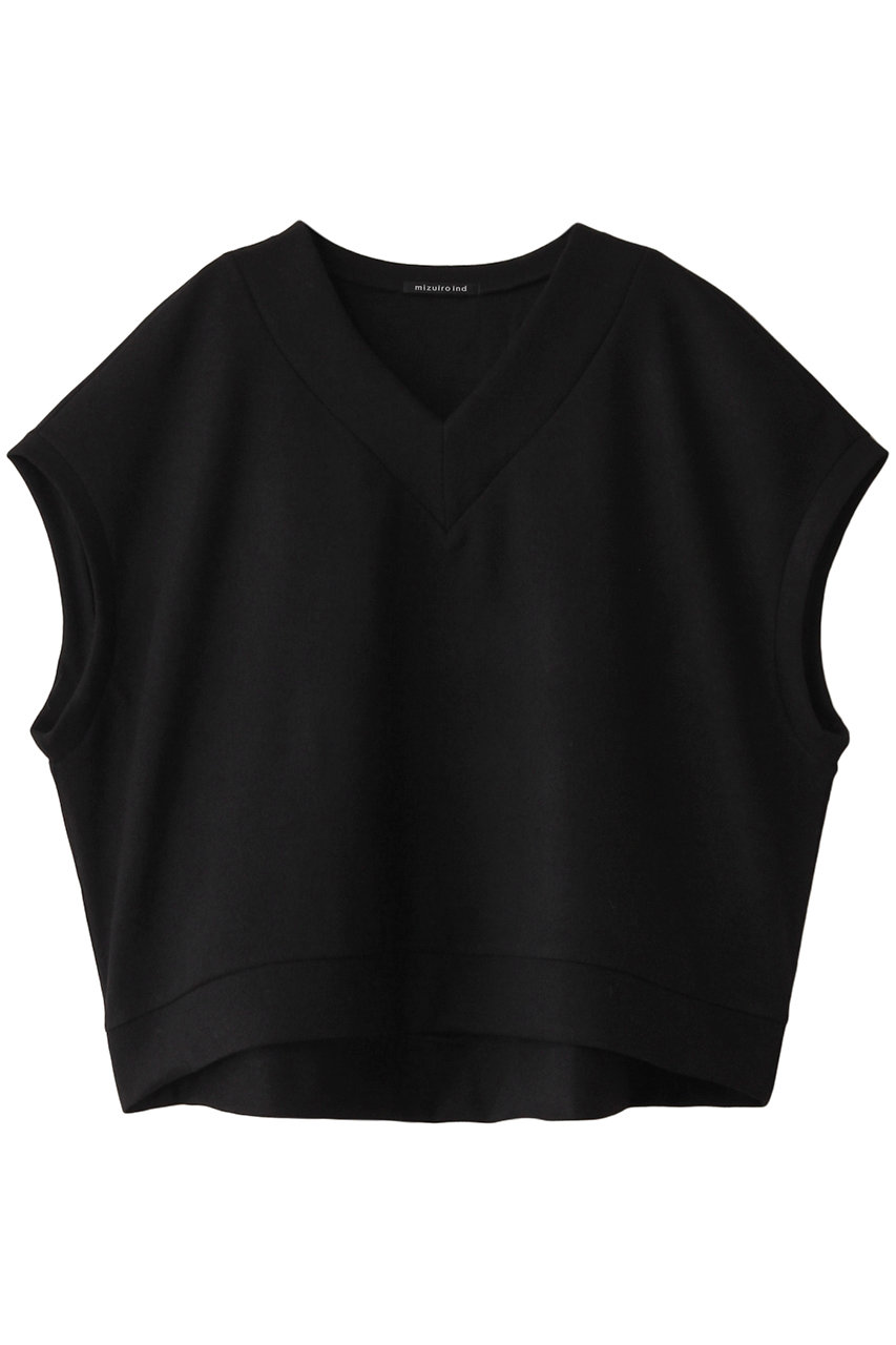 ミズイロインド/mizuiro indのV neck wide vest ベスト(ブラック/4-210027)