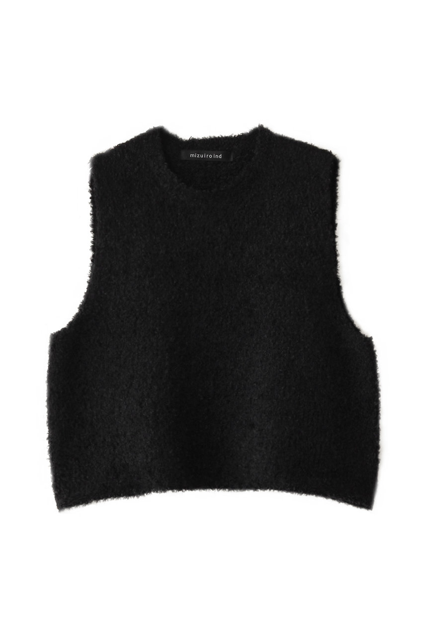 ミズイロインド/mizuiro indのhairy yarn short vest ベスト(black/4-220086)