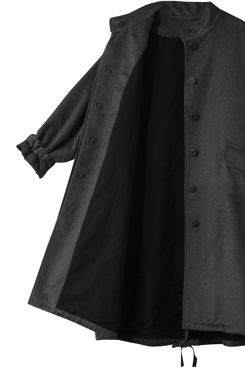 mizuiro ind 黒コート mizuiro ind (ミズイロインド) ウールブレンドスタンドカラーコート