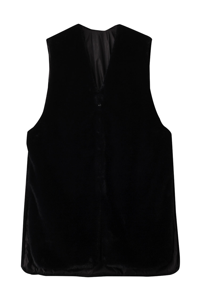 ミズイロインド/mizuiro indのfur boa reversible long vest ベスト(black/4-230050)