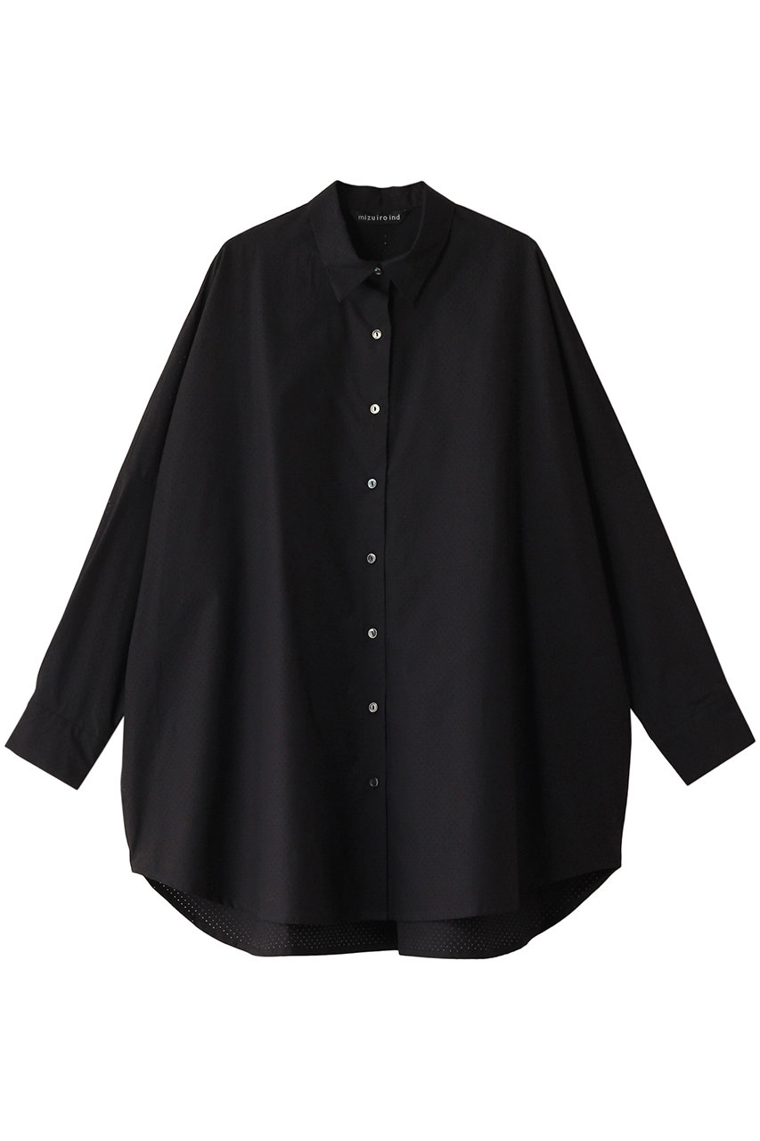 ミズイロインド/mizuiro indのperforated wide shirt シャツ(ブラック/1-230072)