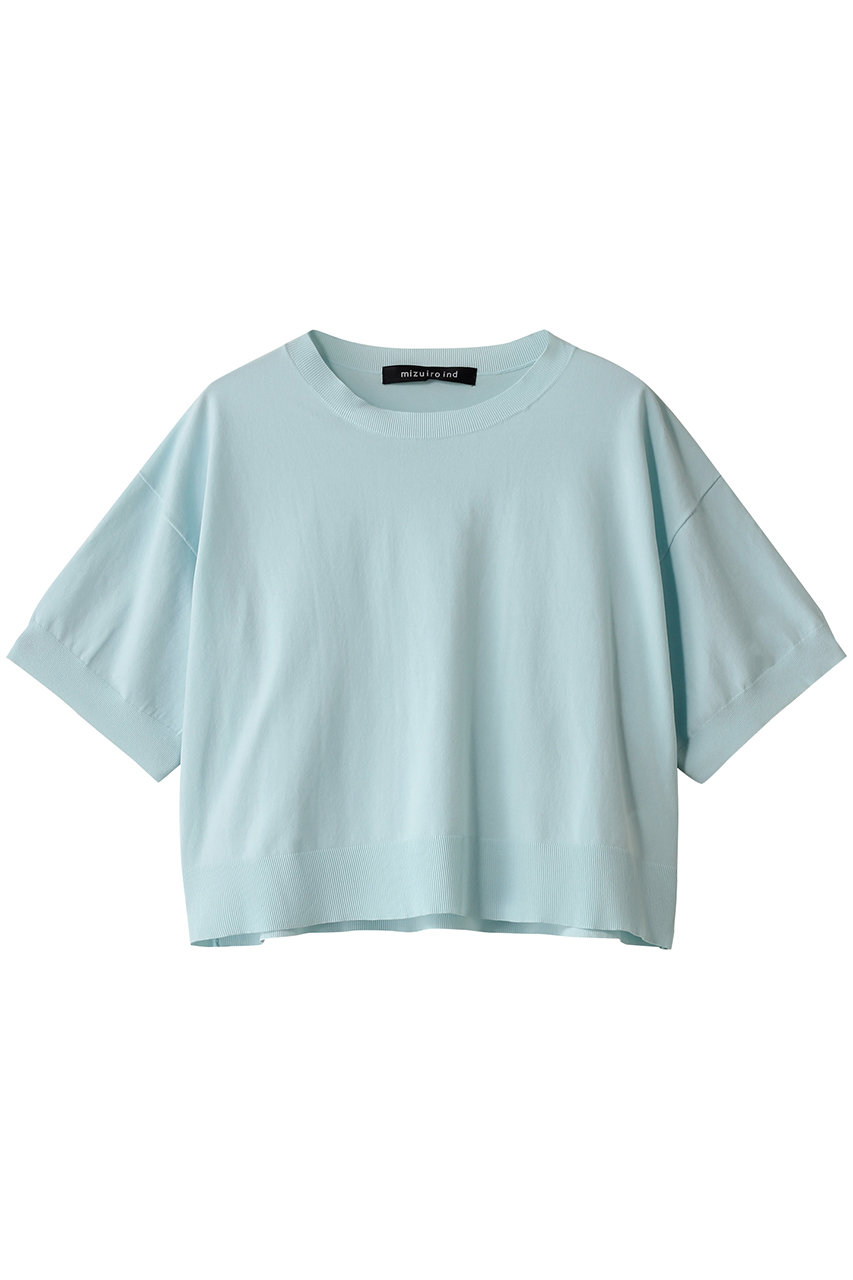 ミズイロインド/mizuiro indのcrew neck half slv P/O プルオーバー(l.blue/1-220039)