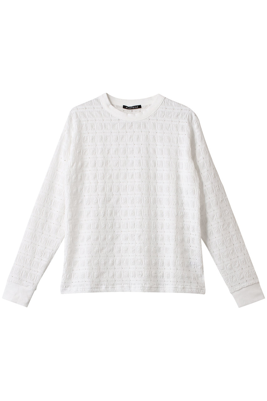 ミズイロインド/mizuiro indのsheer  pattern long T Tシャツ(off white/1-210045)