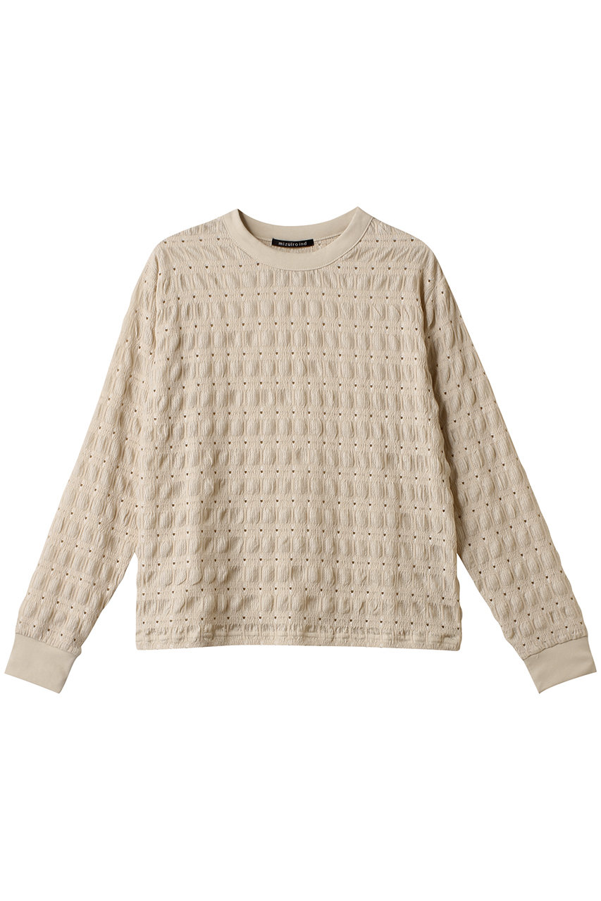 ミズイロインド/mizuiro indのsheer  pattern long T Tシャツ(beige/1-210045)