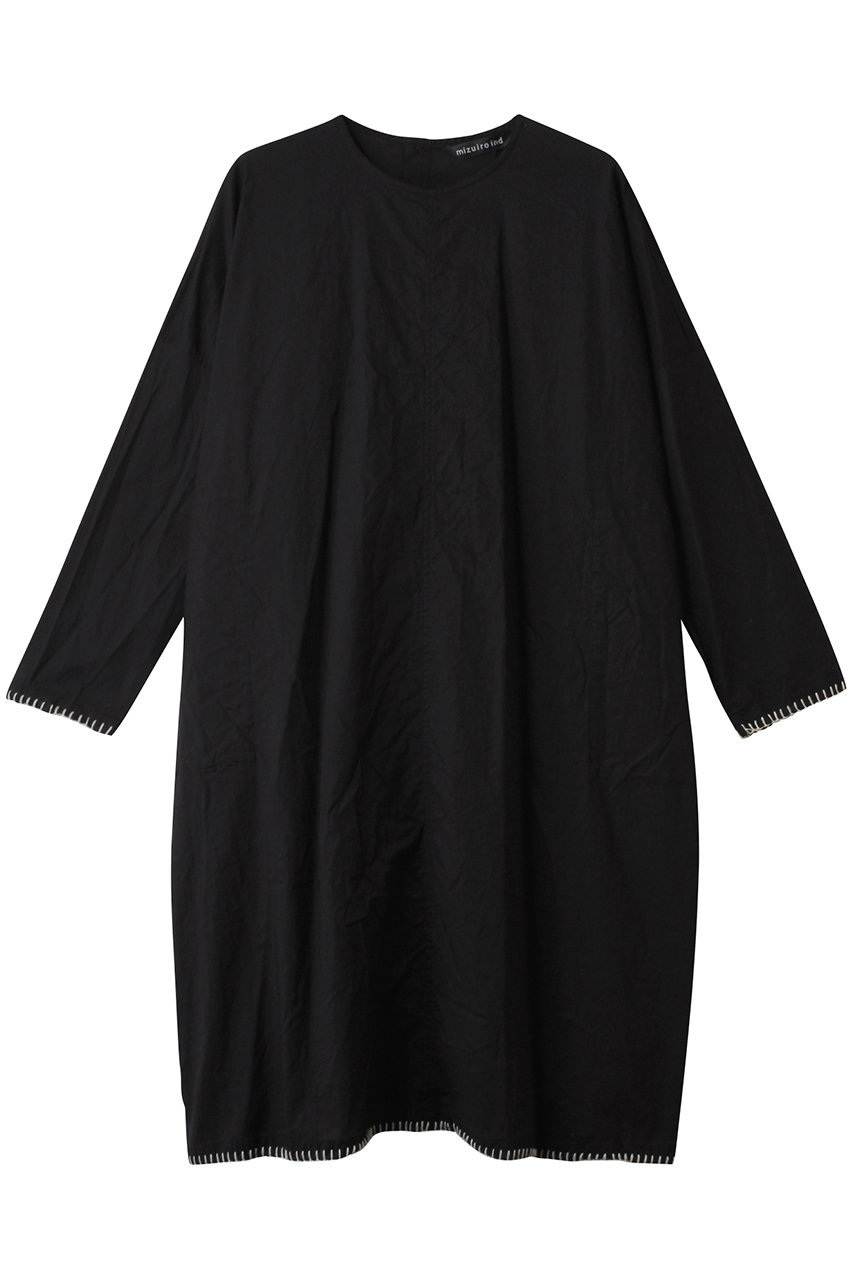 mizuiro ind blanket stitch wide OP ワンピース (black, F) ミズイロインド ELLE SHOP mizuiro ind blanket stitch wide OP ワンピース (black, F) ミズイロインド ELLE SHOP