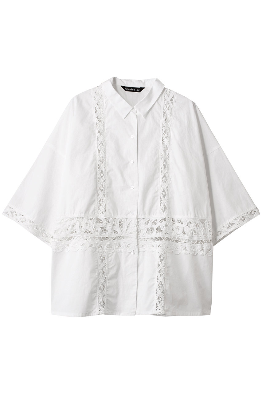 ミズイロインド/mizuiro indのbatten lace wide shirt シャツ(off white/1-230071)