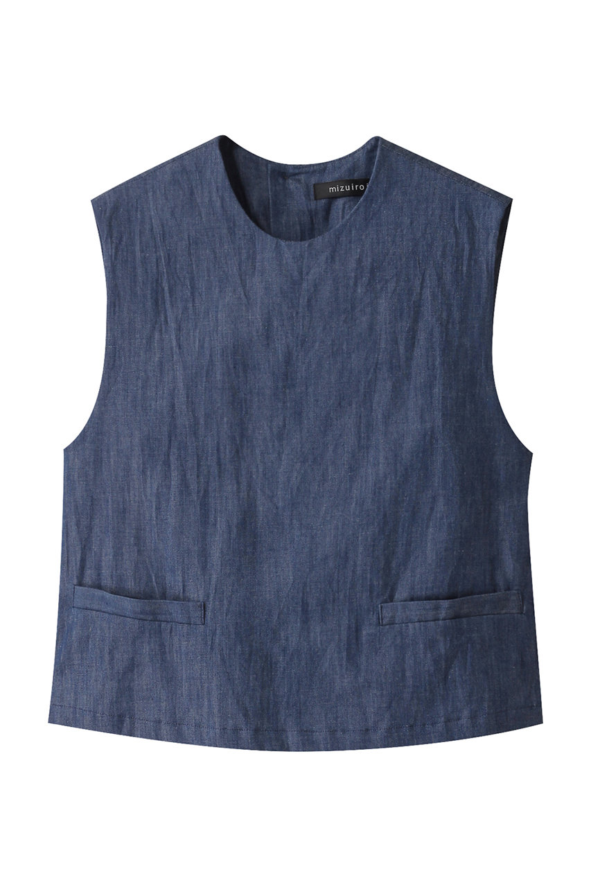 ミズイロインド/mizuiro indのdenim short vest ベスト(blue/1-230107)