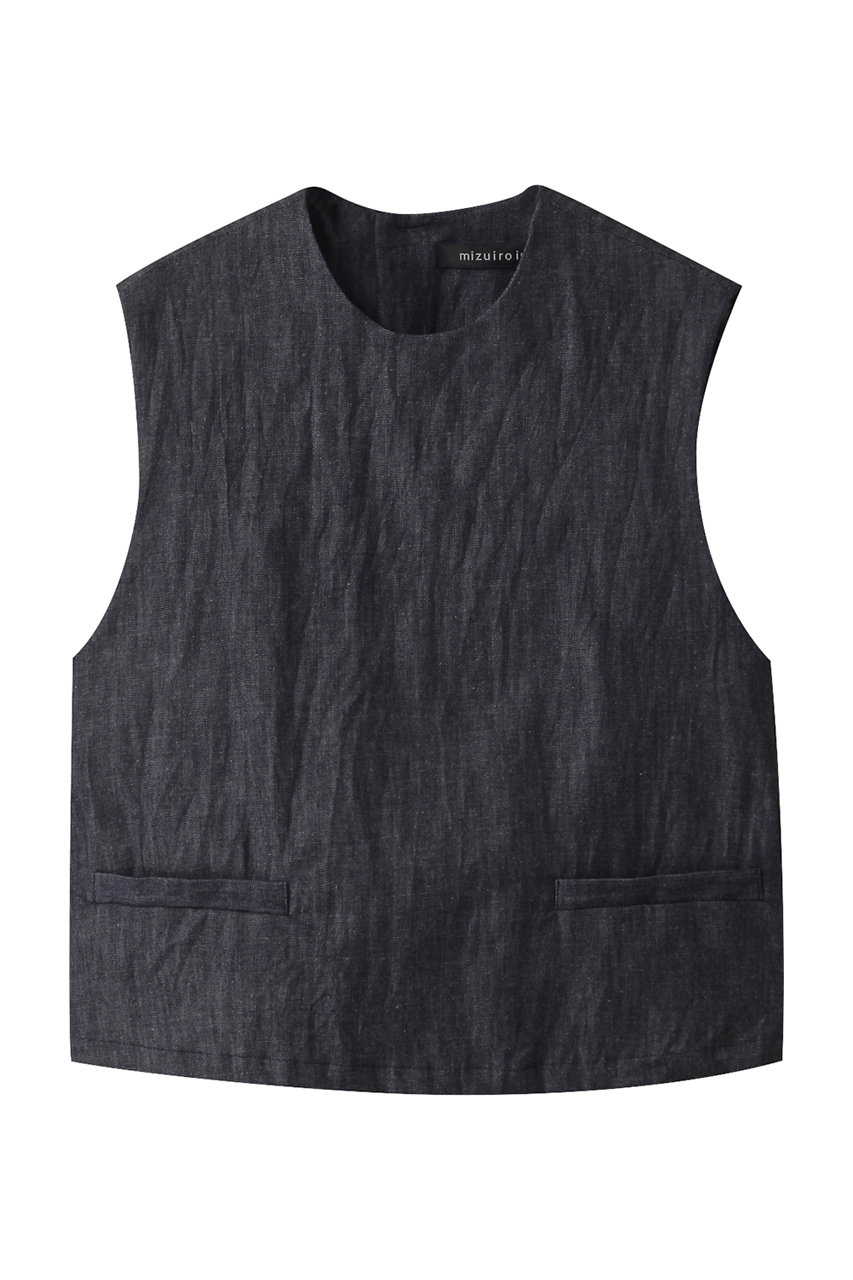 ミズイロインド/mizuiro indのdenim short vest ベスト(navy/1-230107)