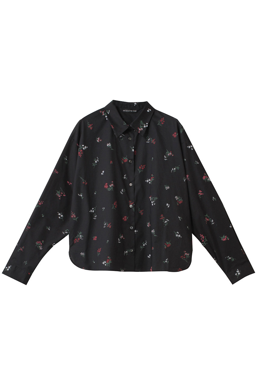 ミズイロインド/mizuiro indのsmall flower print shirt シャツ(black/1-230073)