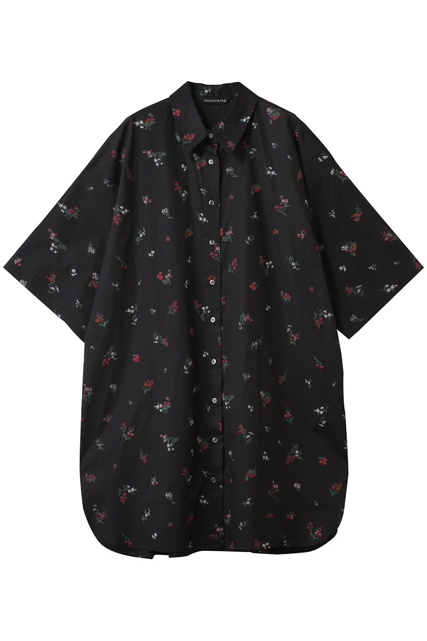 ミズイロインド/mizuiro indのsmall flower print shirt OP ワンピース(black/1-250054)