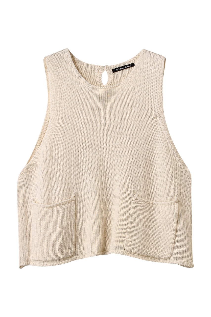 ミズイロインド/mizuiro indのtape yarn short vest ベスト(ivory/1-220049)