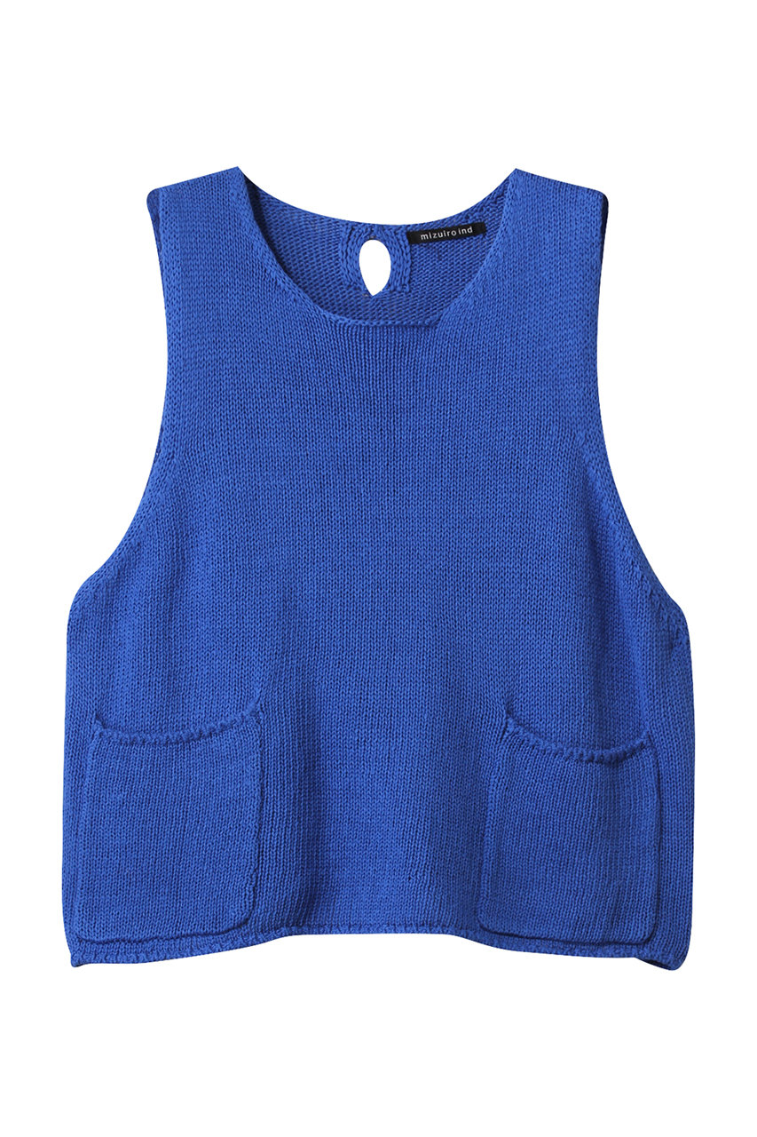 ミズイロインド/mizuiro indのtape yarn short vest ベスト(blue/1-220049)